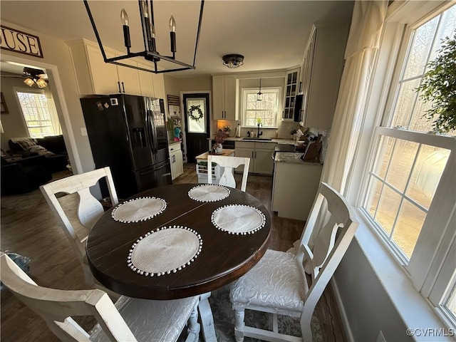 dining area featuring dark wood finished floors