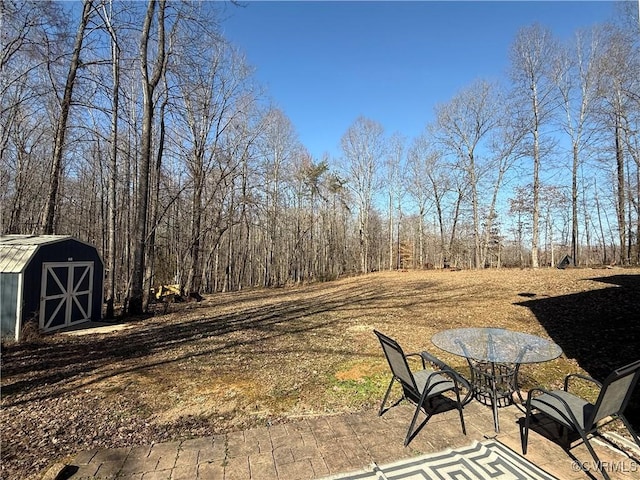 view of yard with an outdoor structure and a storage unit