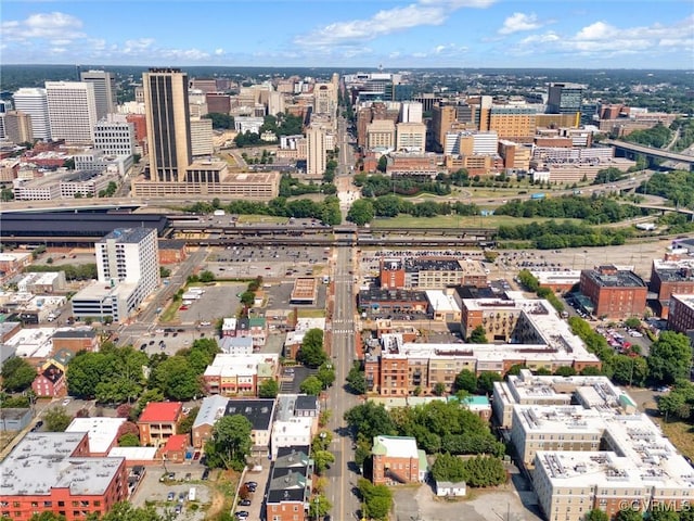 drone / aerial view with a view of city