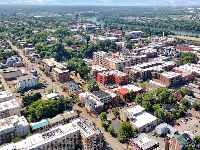 aerial view with a view of city and a water view