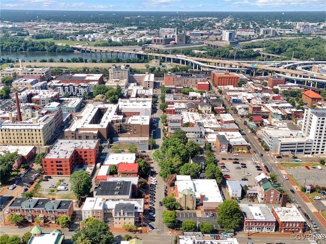 drone / aerial view with a water view and a city view