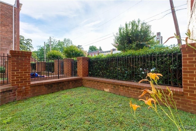 view of yard featuring a fenced backyard