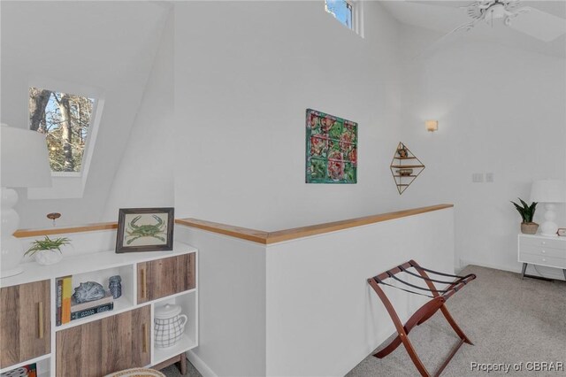 hall with plenty of natural light and carpet