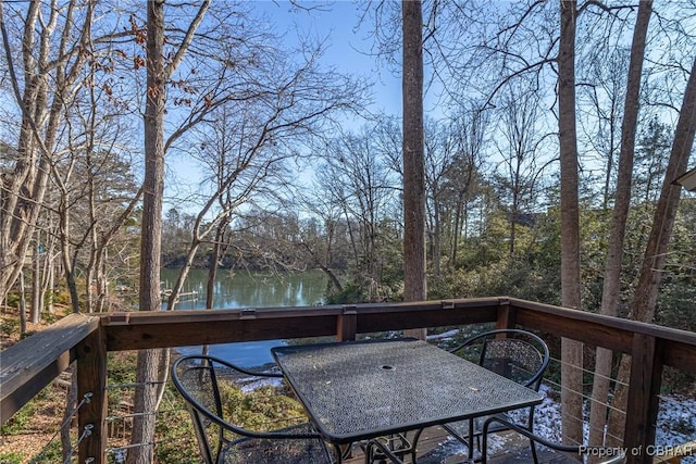 deck with a water view