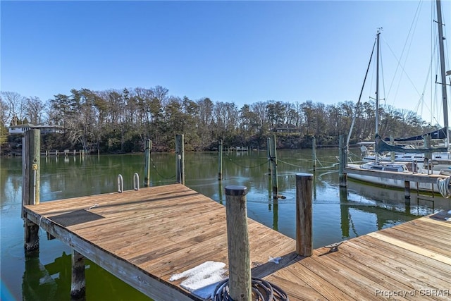 view of dock featuring a water view