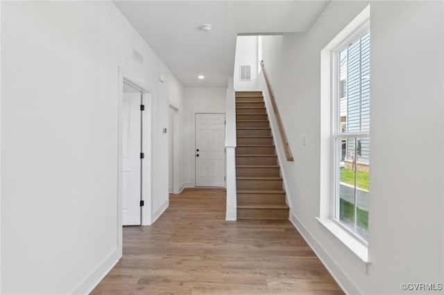 12149 Morning Walk, Henrico, VA 23233 - hall featuring healthy amount of natural light, stairs, light wood-style flooring, recessed lighting, and baseboards