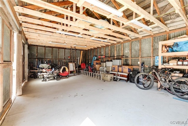 garage featuring metal wall