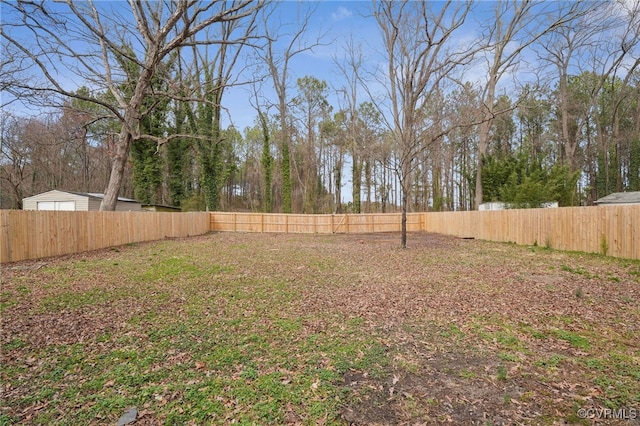 view of yard featuring a fenced backyard