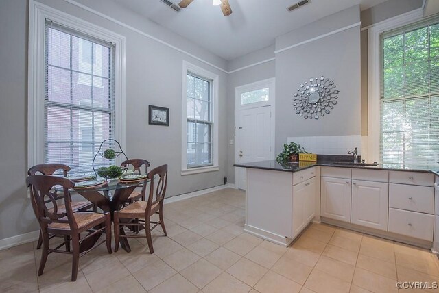 1005 W Franklin St Unit U2, Richmond, VA 23220 - kitchen featuring a wealth of natural light, visible vents, tasteful backsplash, and a sink
