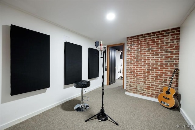 interior space featuring carpet and baseboards