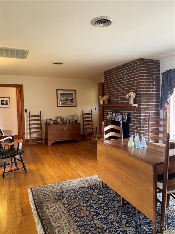 interior space featuring wood finished floors and visible vents