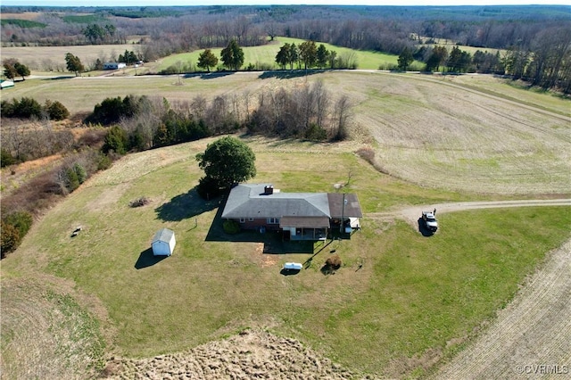 drone / aerial view featuring a rural view