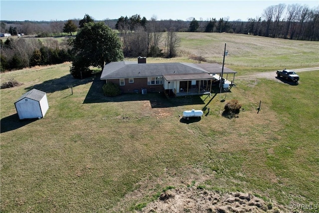 aerial view with a rural view