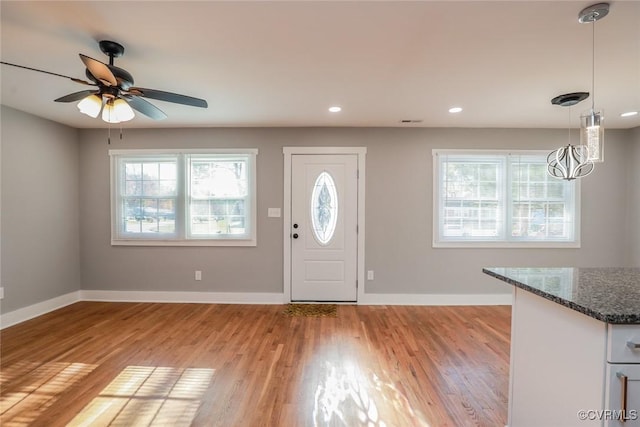 545 Lock Ln, Petersburg, VA 23805 - entryway featuring light wood-style floors, a ceiling fan, and recessed lighting
