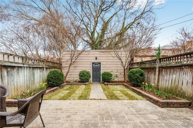 exterior space featuring a fenced backyard