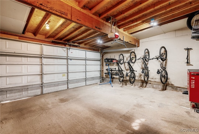 garage with a garage door opener