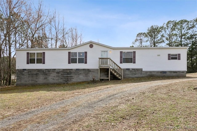 manufactured / mobile home with crawl space