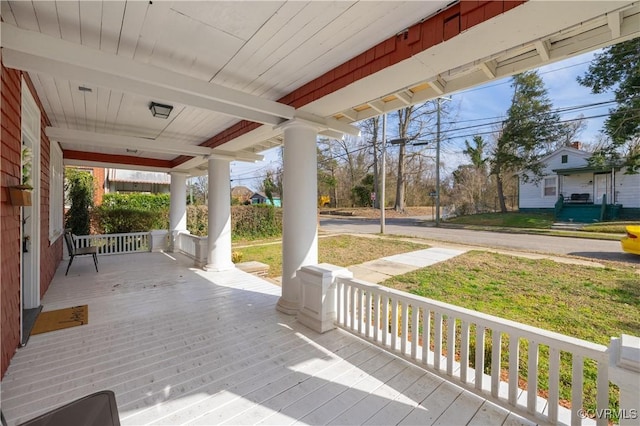 deck featuring a porch