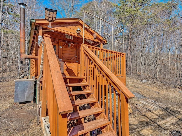 wooden deck with stairway