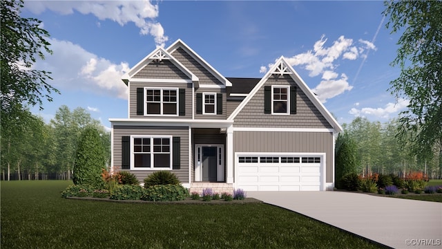 craftsman-style home with concrete driveway and a front yard