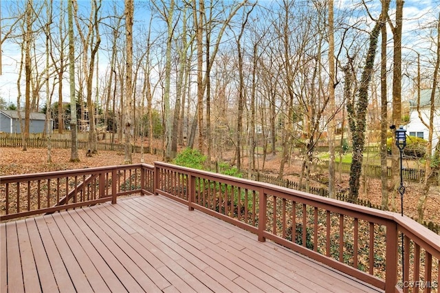 wooden deck featuring fence