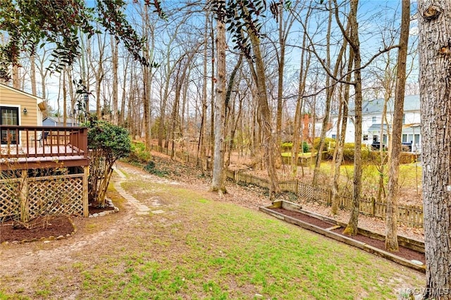 view of yard with a deck