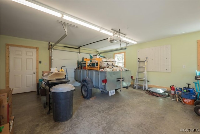 garage with a garage door opener