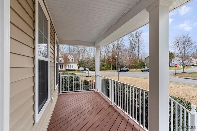 wooden deck with covered porch