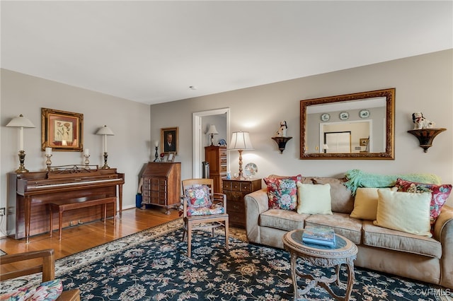 living area with wood finished floors