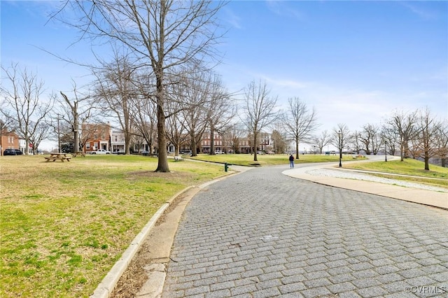 view of street with curbs and sidewalks