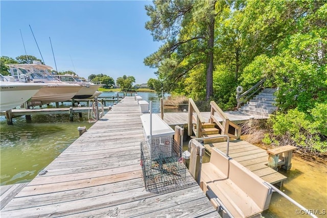 view of dock featuring a water view