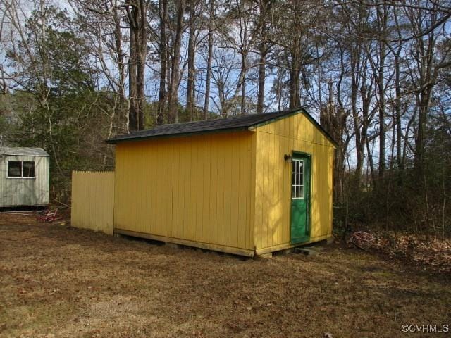 view of shed