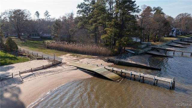 view of dock featuring a water view