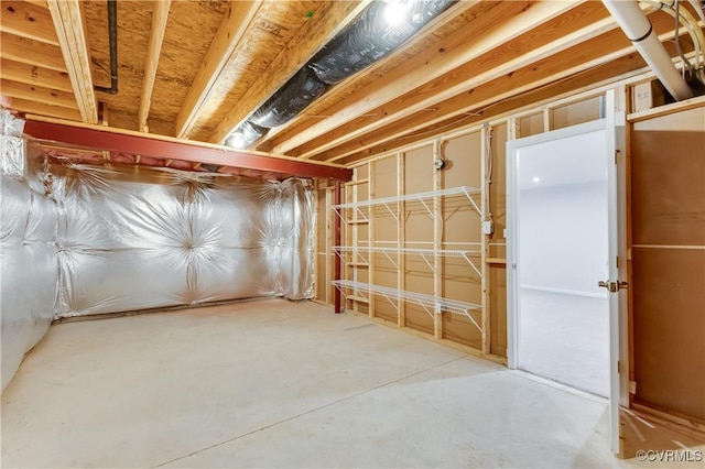 view of unfinished basement