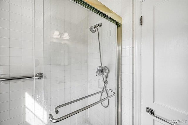 bathroom with a stall shower