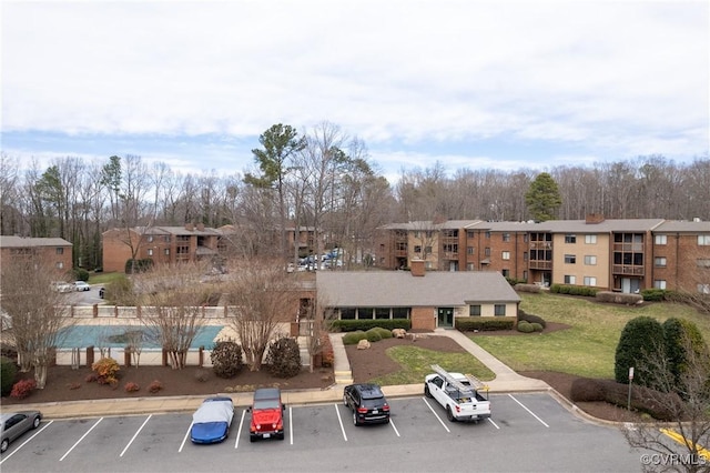 drone / aerial view with a residential view