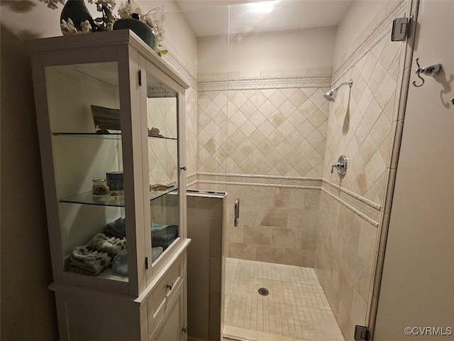 bathroom with a stall shower