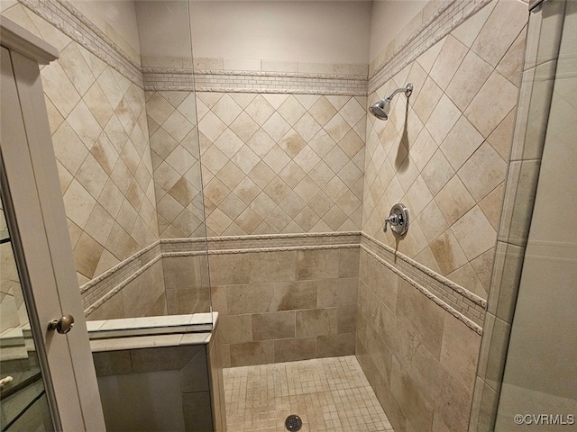 bathroom with a stall shower