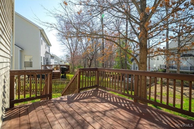 deck with a residential view