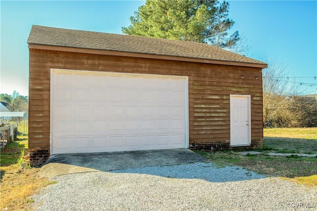 view of detached garage