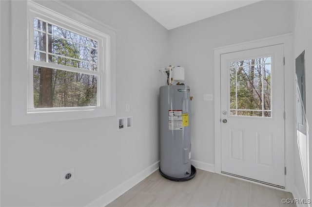 utility room with water heater