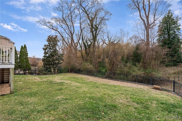 view of yard with fence