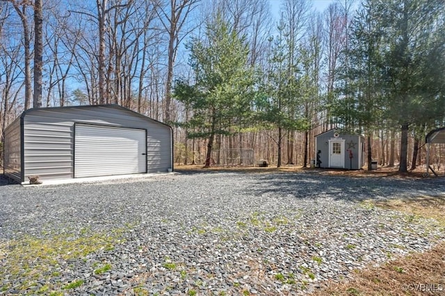 detached garage with a storage unit