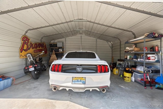 garage featuring metal wall