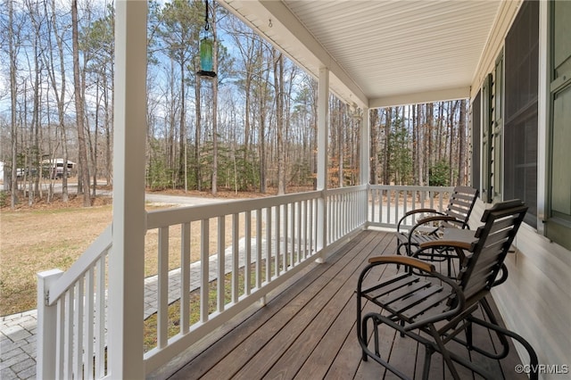 deck featuring a porch