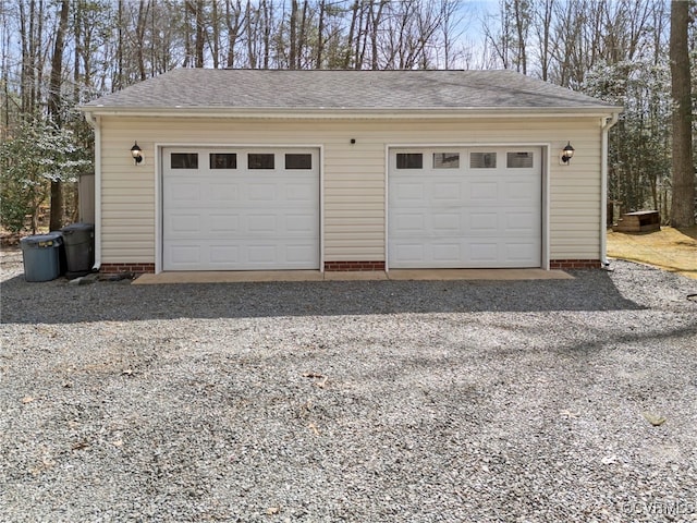 view of detached garage