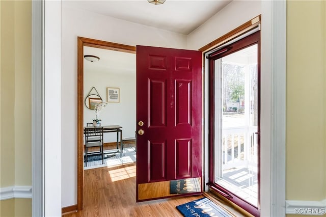 entryway with light wood-type flooring