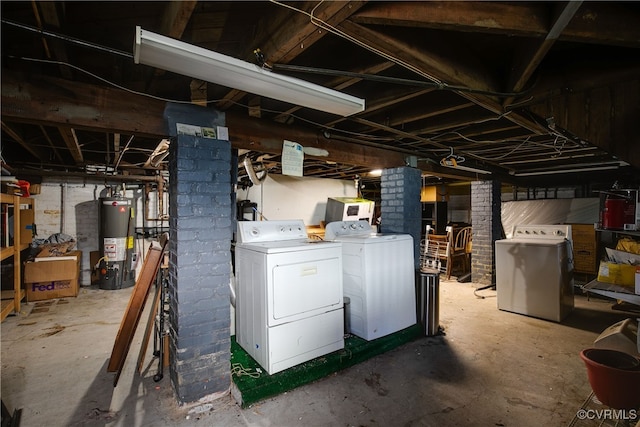 unfinished below grade area with independent washer and dryer and water heater