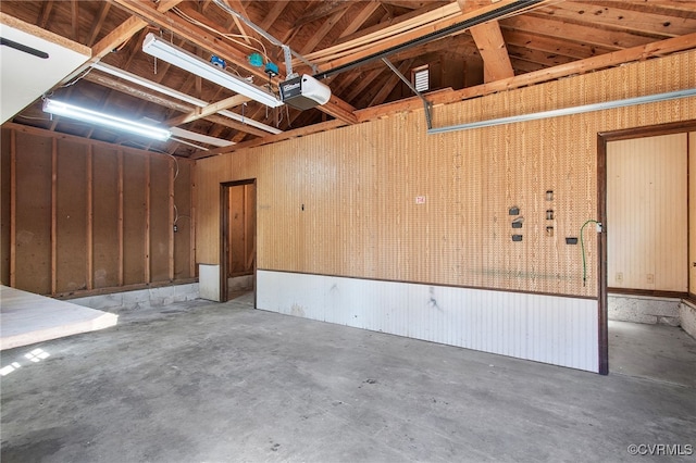 garage with a garage door opener