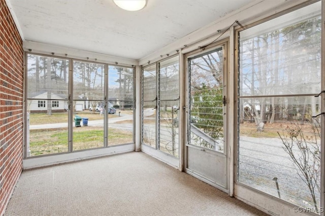 view of unfurnished sunroom